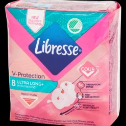 Libresse V-Protection maandverband Ultra Long+ 8 Stuks | Action NL